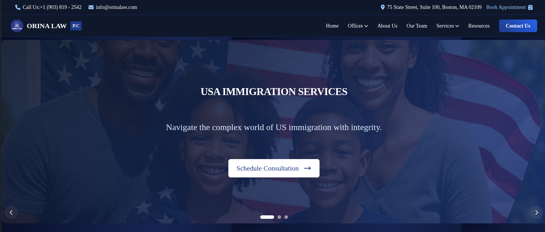 Orina Law PC desktop view