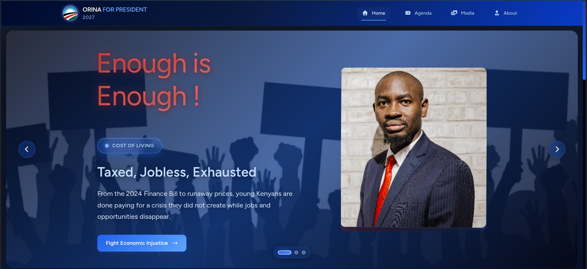 Orina 2027 Campaign desktop view