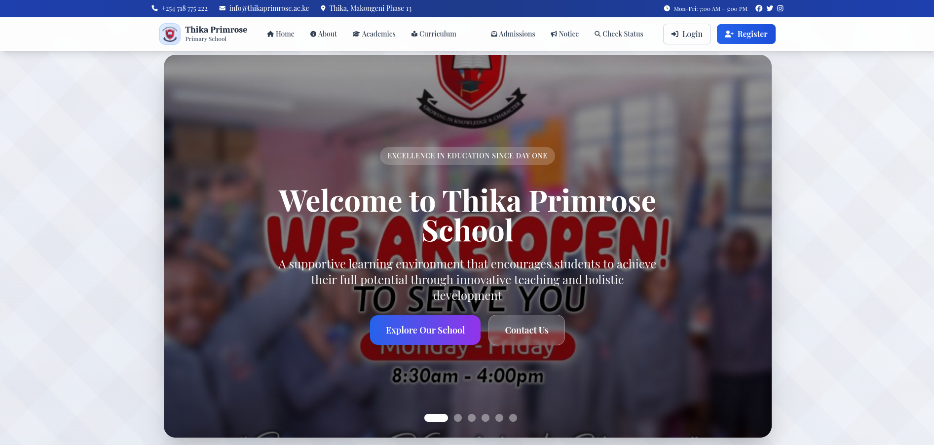 Primrose School desktop view